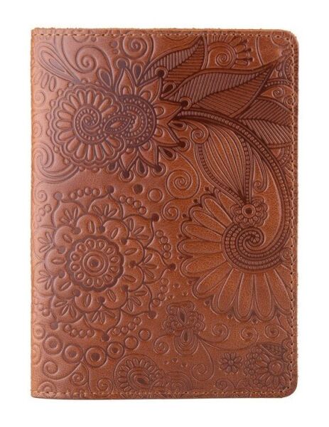 

Кожаная рыжая обложка на паспорт HiArt PC-01 Mehendi Art Рыжий