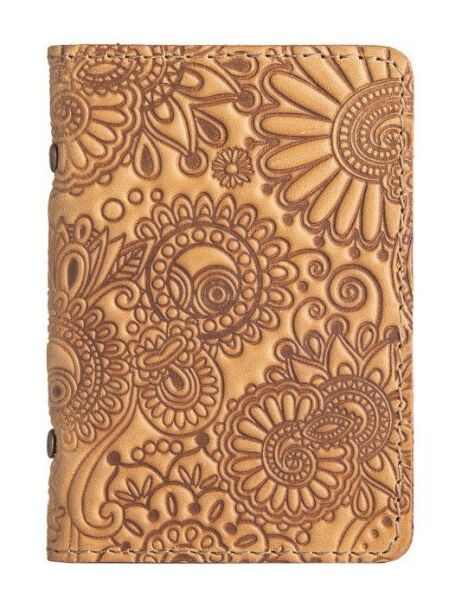

Обложка для документов из кожи HiArt AD-03 Shabby Honey Mehendi Art Жёлтый