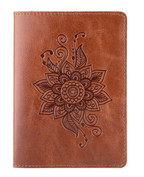 

Кожаная янтарная обложка на паспорт HiArt PC-01 Mehendi Classic Рыжий