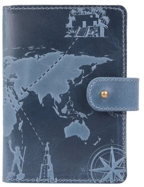 

Обложка для паспорта из кожи Hi Art «7 wonders of the world» PB-03S/1 Shabby Lagoon Голубой