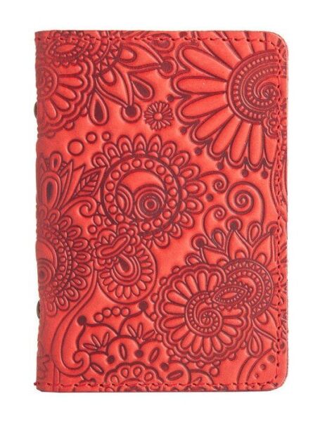 

Обложка для документов из кожи HiArt AD-03 Red Berry Mehendi Art Красный