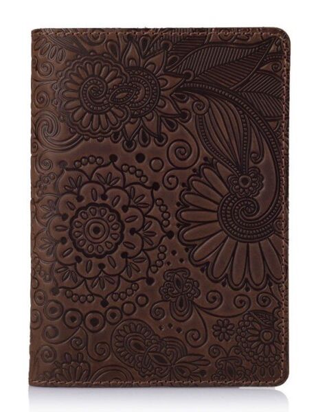 

Кожаная коричневая обложка на паспорт HiArt PC-01 Mehendi Art Коричневый