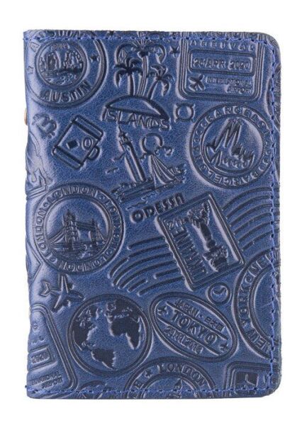 

Обложка для документов из кожи HiArt AD-03 Crystal Blue Let's Синий