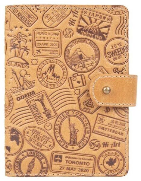 

Обложка для паспорта из кожи Hi Art «Let's Go Travel» PB-02/1 Shabby Honey Песочный