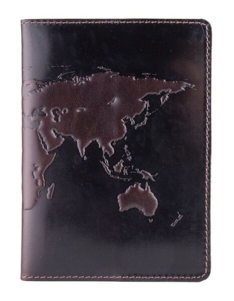 

Кожаная обложка на паспорт HiArt PC-01 Crystal Brown Silk World Map Коричневый