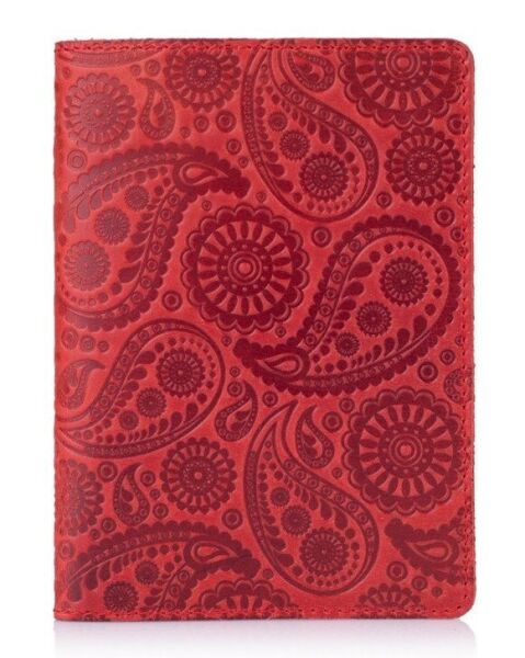 

Обложка для паспорта из кожи HiArt PC-02 Shabby Red Berry Buta Art Красный