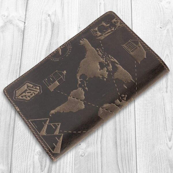 

Обложка-органайзер для документов из кожи HiArt AD-01 Shabby Gavana Brown 7 wonders of the world Коричневый