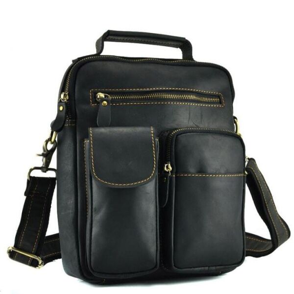 

Мужская кожаная сумка через плечо Tiding Bag t1171A Черный