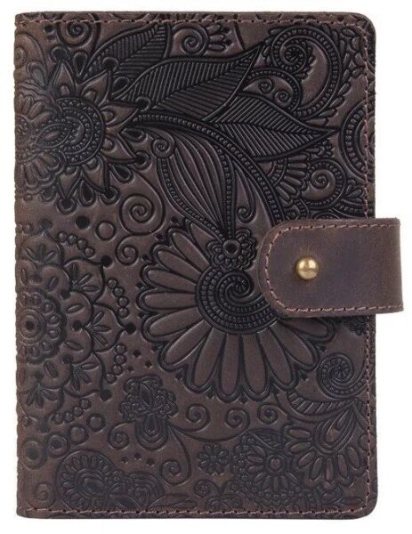 

Обложка для паспорта из кожи Hi Art «Mehendi Art» PB-02/1 Shabby Gavana Brown Темно-коричневый