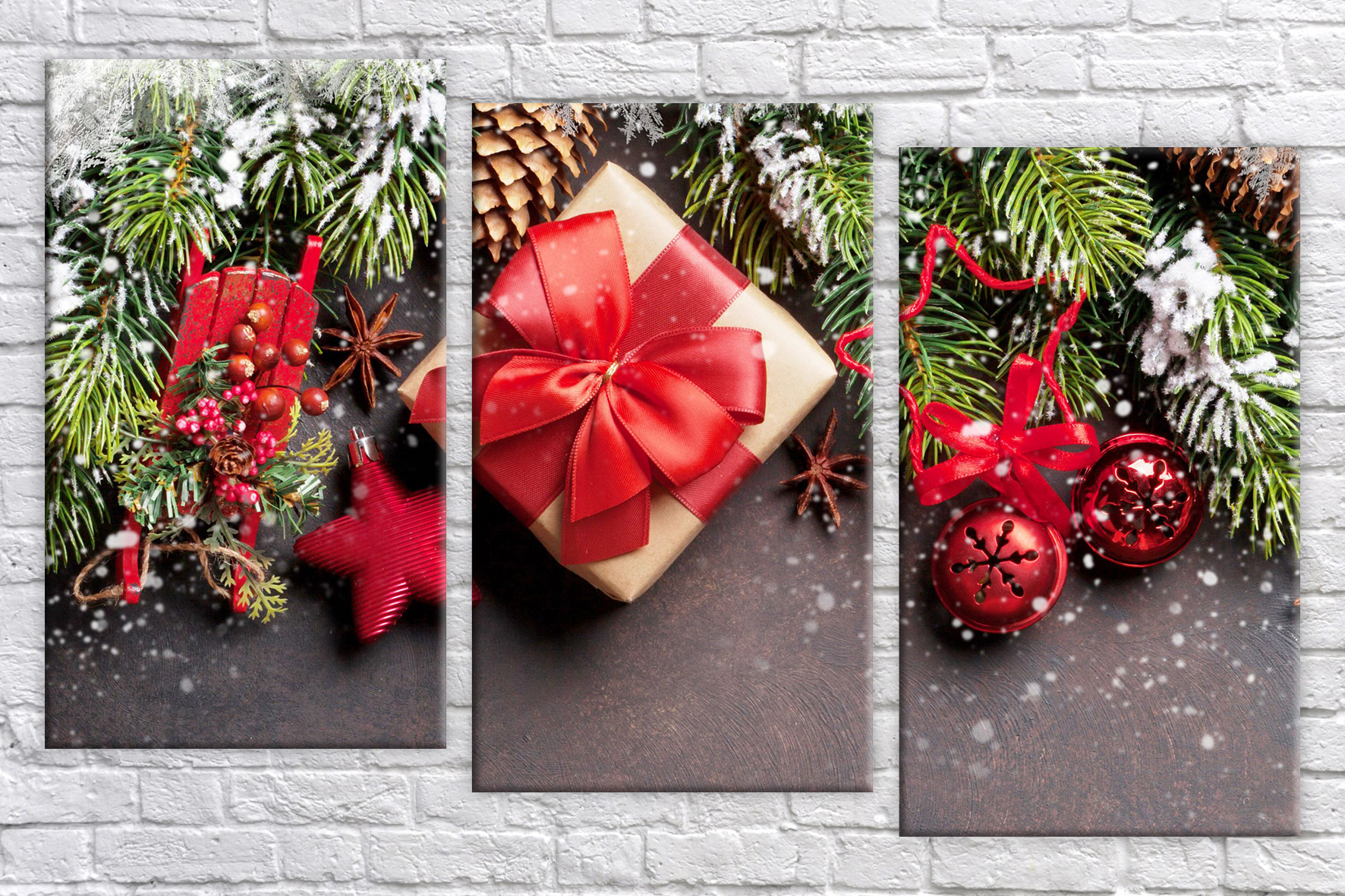 

Картина модульная HolstArt Новогодние игрушки 62*100 см арт.HAT-257