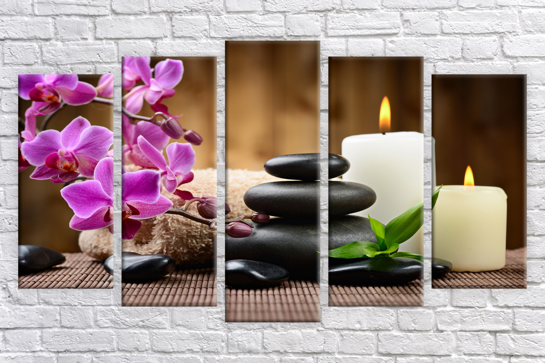 

Картина модульная HolstArt Орхидея на камнях 71*128 см 5 модулей арт.HAB-270