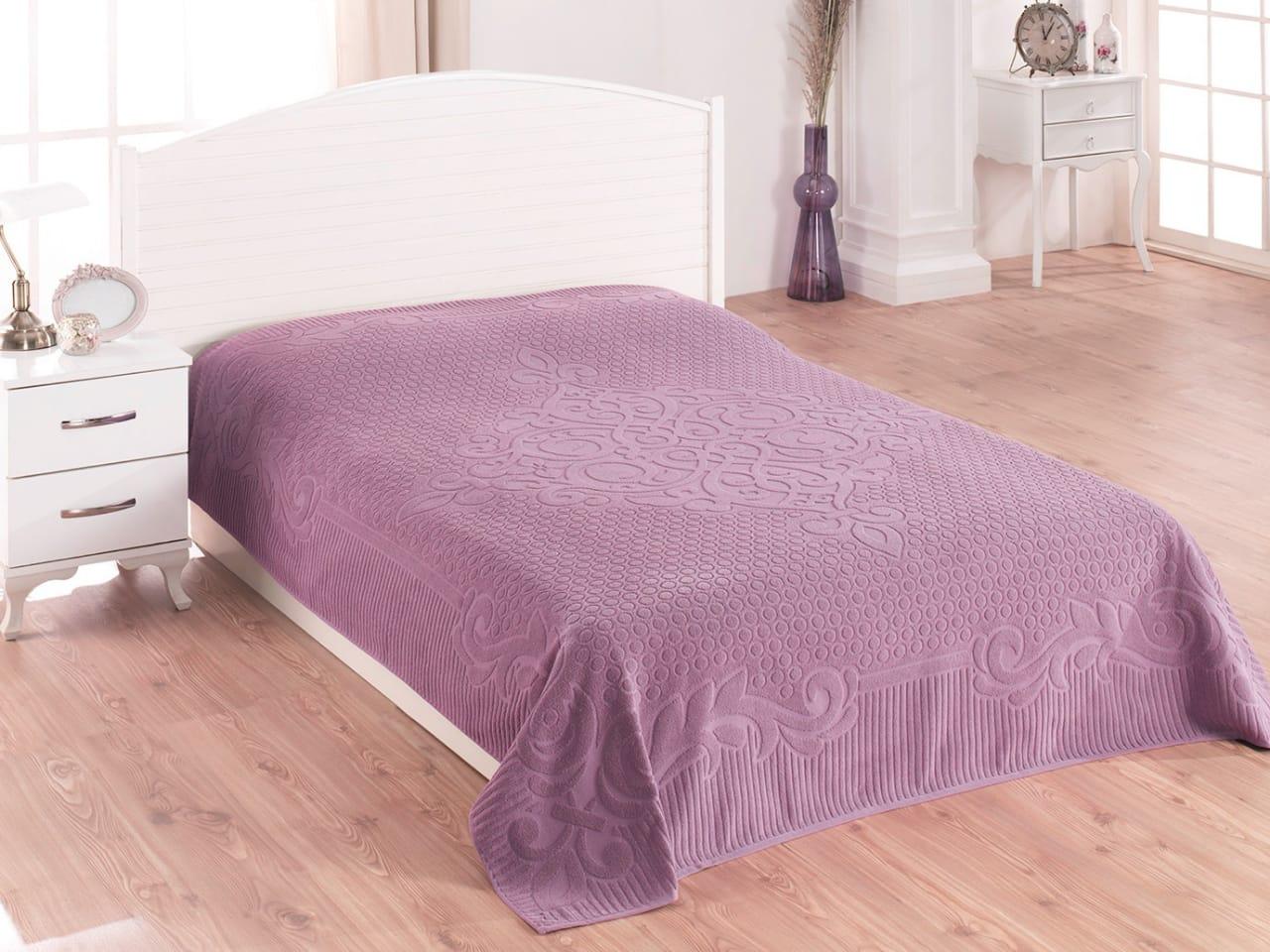 

Простынь Gulcan Cotton полуторная 160*220 см махровая виолет Violet
