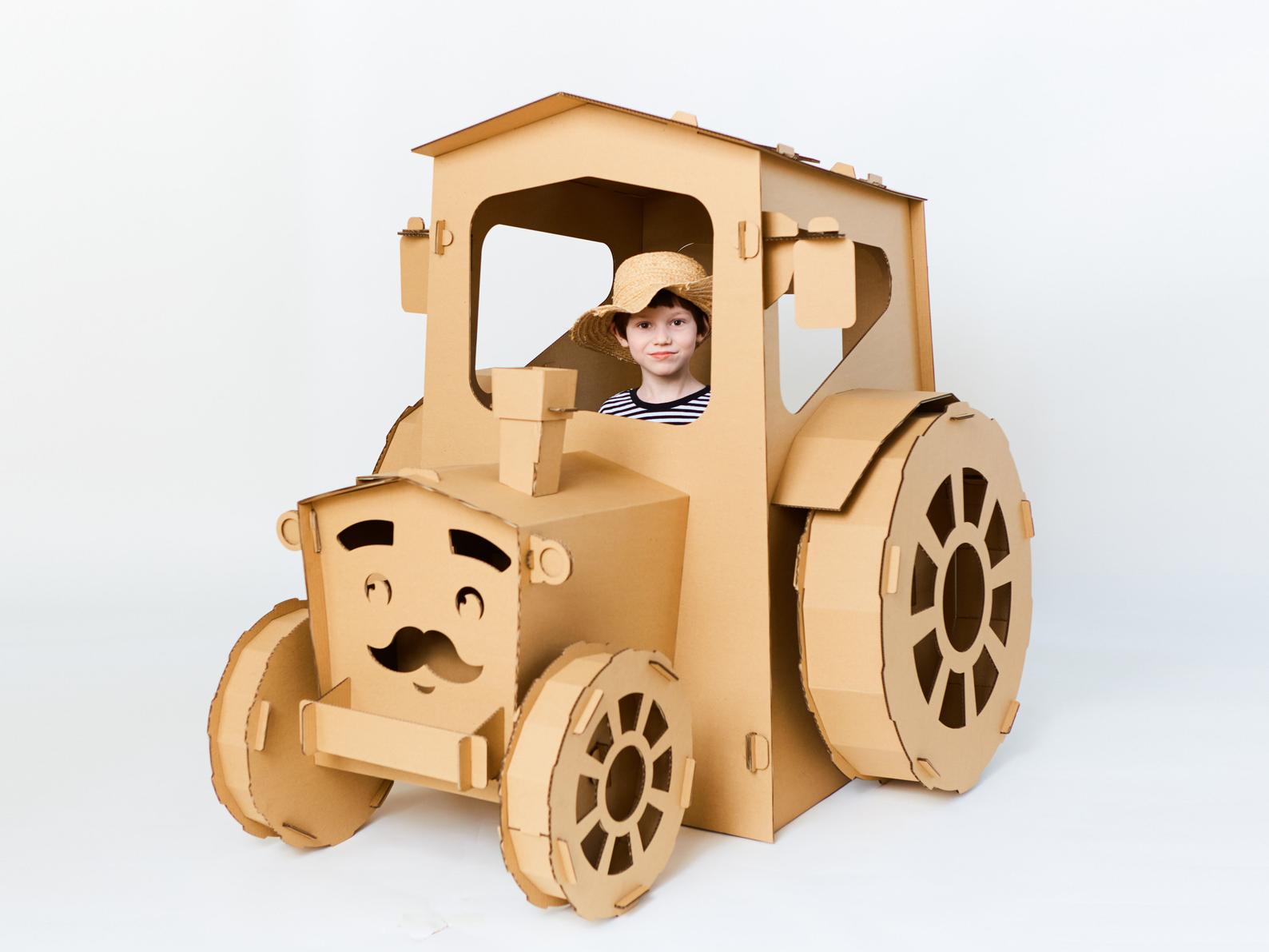 

Картонный домик трактор бульдозер Cardboard Mama