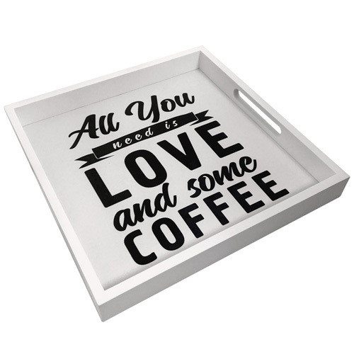 

Деревянный поднос All you need love and some coffee