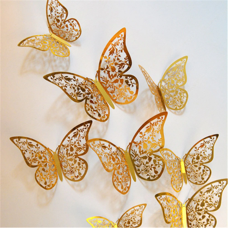 Бабочки из акрила для декора, золотые, 10 шт