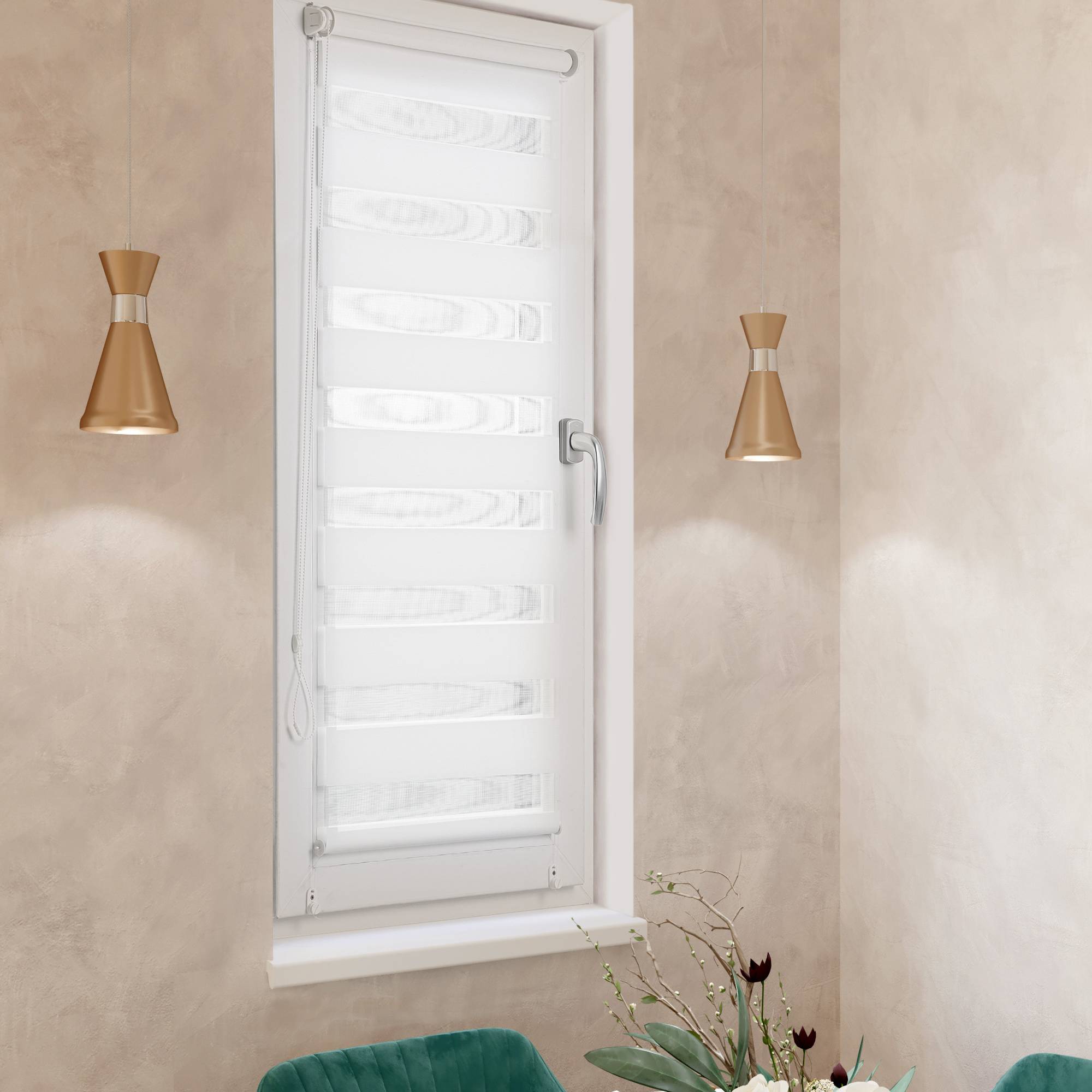 

Ролет тканевый Roll deLuxe День Ночь Белый 120x160 см