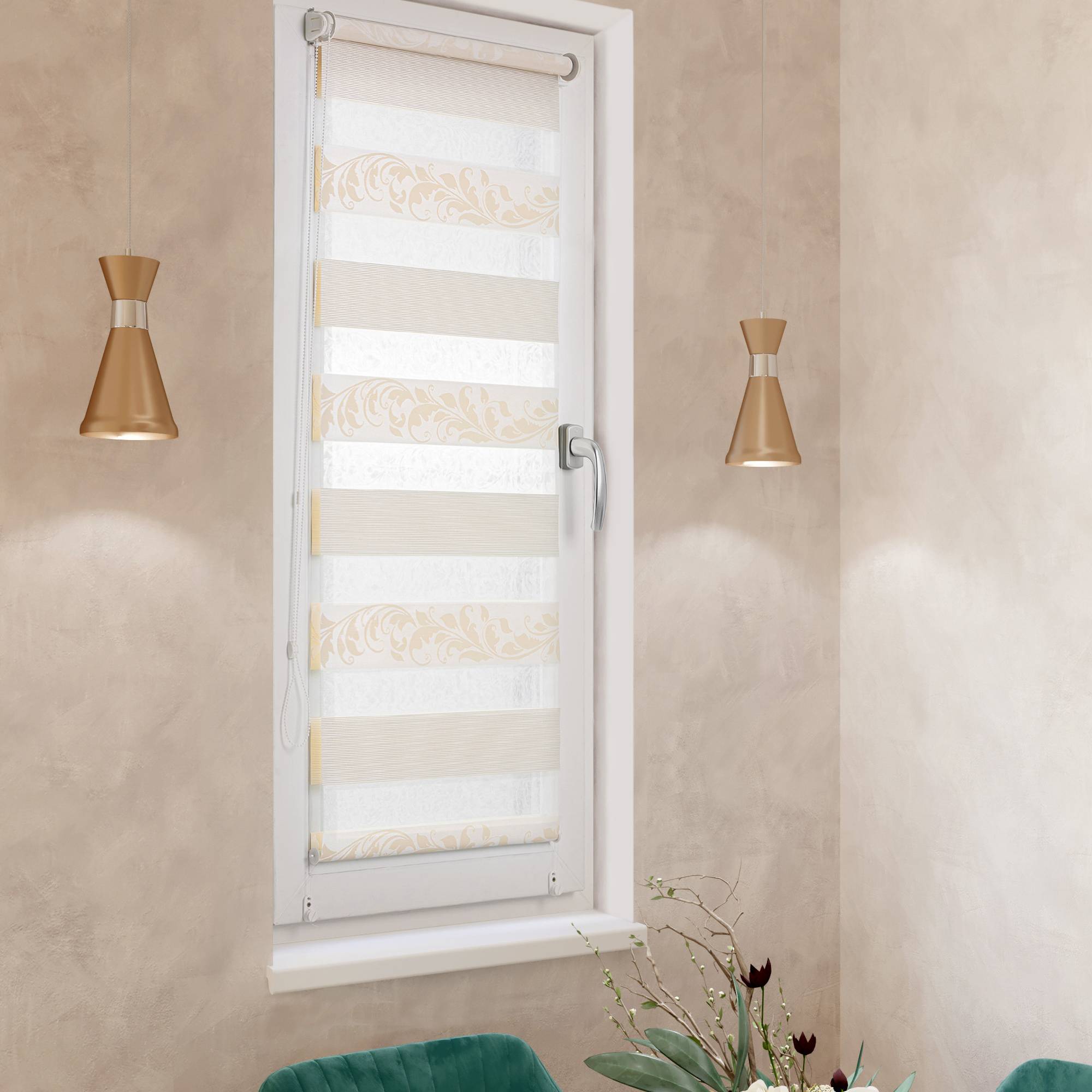 

Ролет тканевый Roll deLuxe День Ночь Вензель 55x160 см