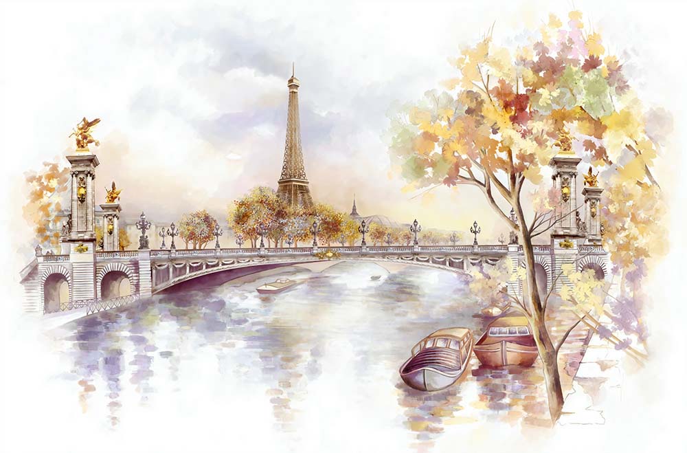 Фотообои ArtSide Париж акварелью (1200120215) Вельвет – низкие цены ...