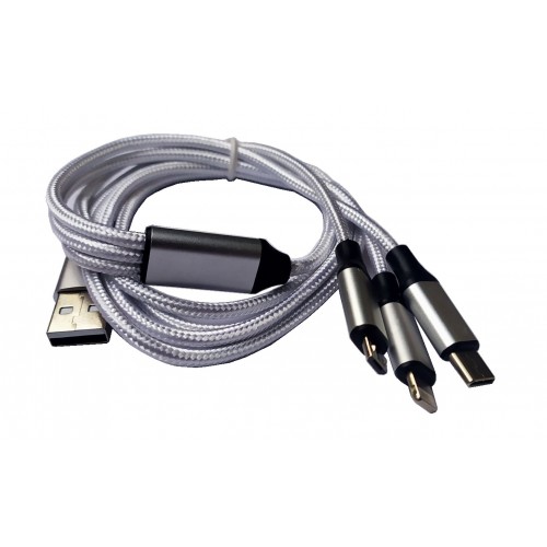 Кабель USB 2.0 Combo 3 in 1 Lightning/microUSB/Type-C 1.2м 5В/2А ...