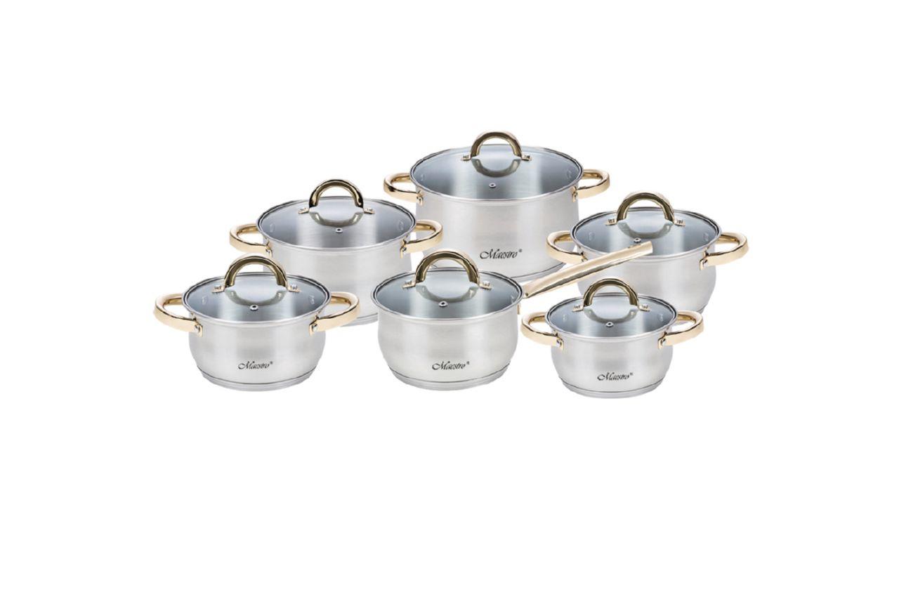 

Набор посуды из нержавеющей стали Maestro - 1,5 х 2 х 2 х 3 х 5 х 1,5 л, (6 шт.)