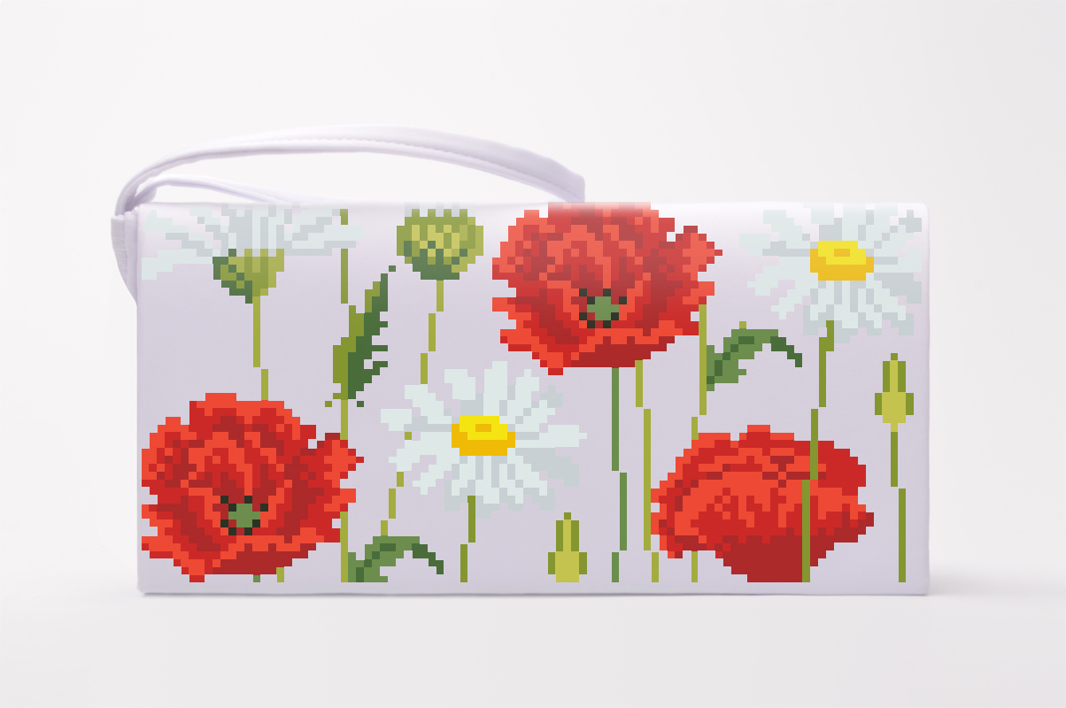 

Набір для вишивки нитками Барвиста Вишиванка заготовки пошитого клатча Ромашки і маки (КЛ189кБ1301i)