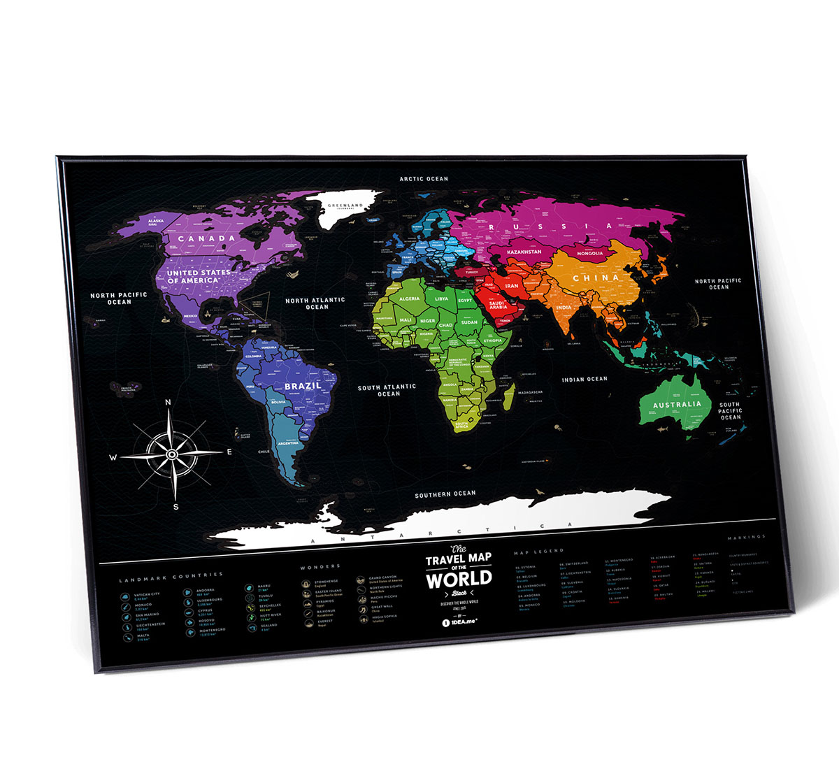 

Скретч карта мира Travel Map Black World в раме 40 х 60 см