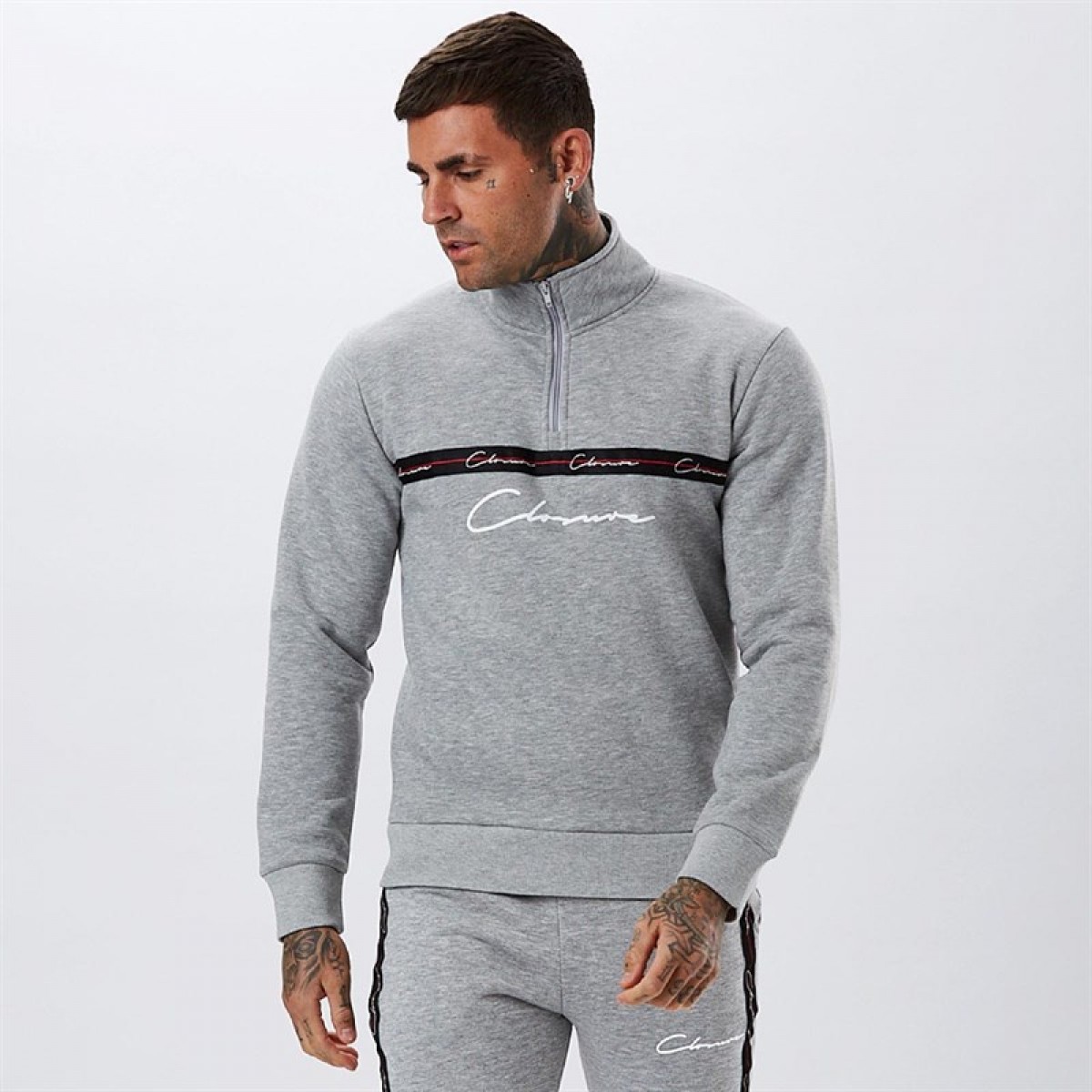 

Спортивная кофта Closure London Taped Half Zip Funnel Neck Grey Grey, XL (48)