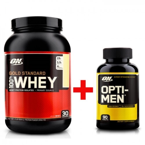 

Комплект Optimum Nutrition Протеин 100% Whey Gold Standard 907 г Ваниль + Витамины Opti-Men 90 таб (431751)