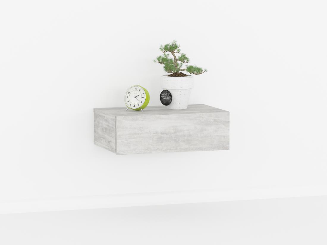 Тумба навесная прикроватная с одним ящиком бетон Ш462*В146*Г304 – фото ...