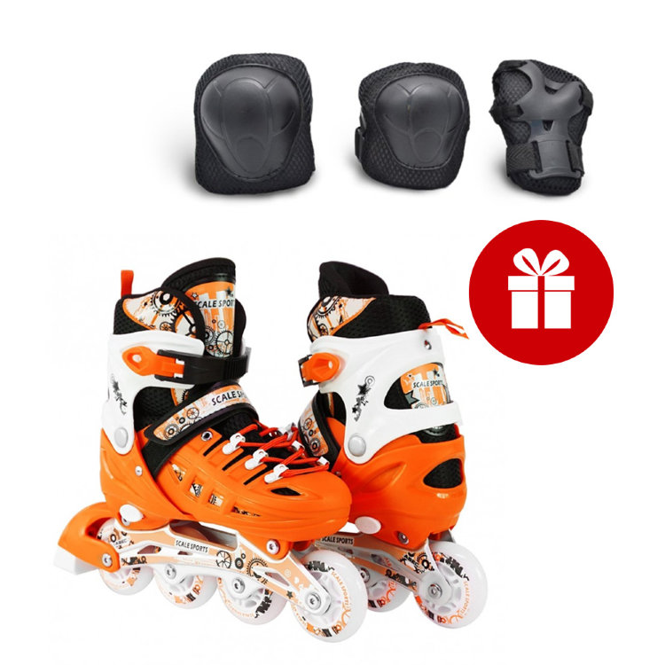 

Роликовые коньки Scale Sport SC04 оранжевый размер 34-37 + Комплект защиты в подарок!