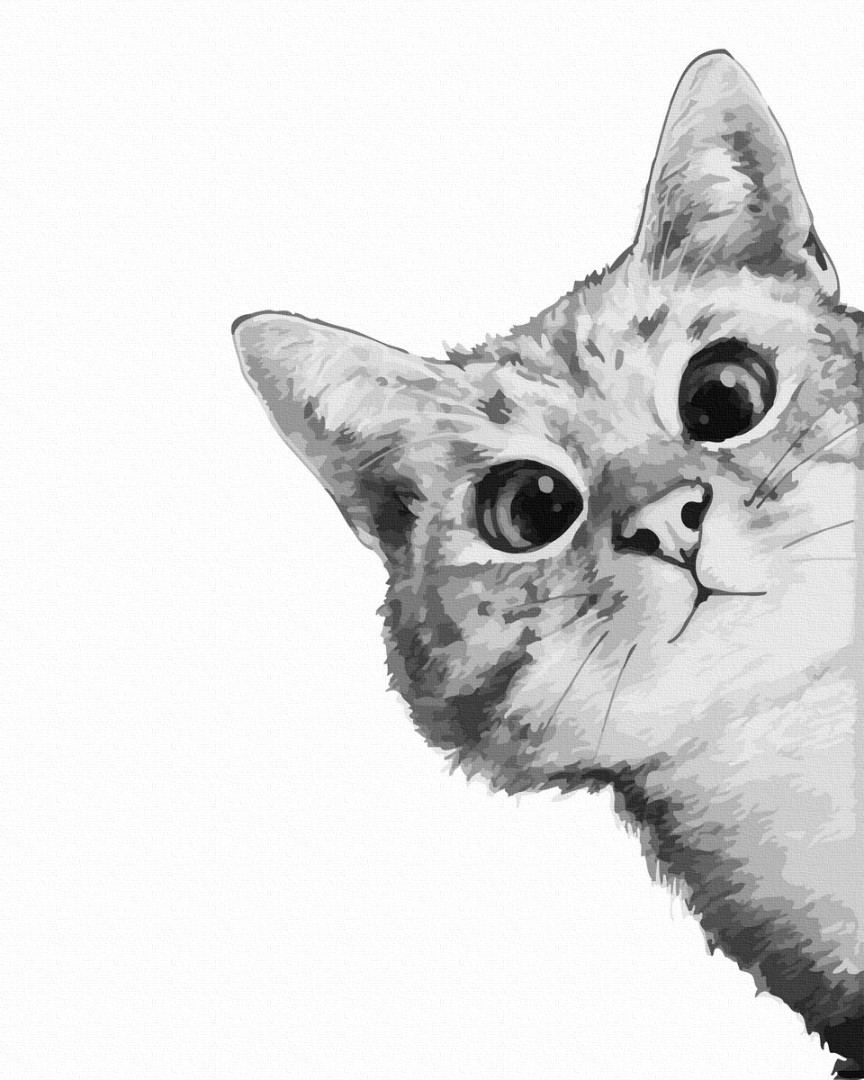 Картина по номерам / анти-стресс раскраска Brushme "Котик в засаде ...