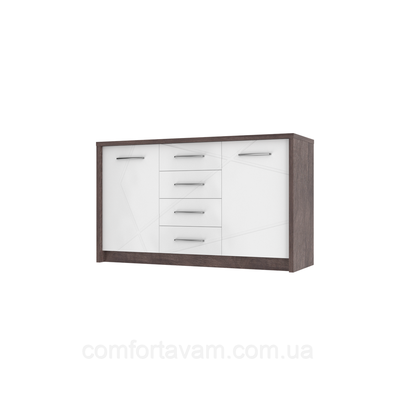 

Комод Intarsio Virgo B 141,9х84 см Дуб ансберг темний + Ультра білий металік