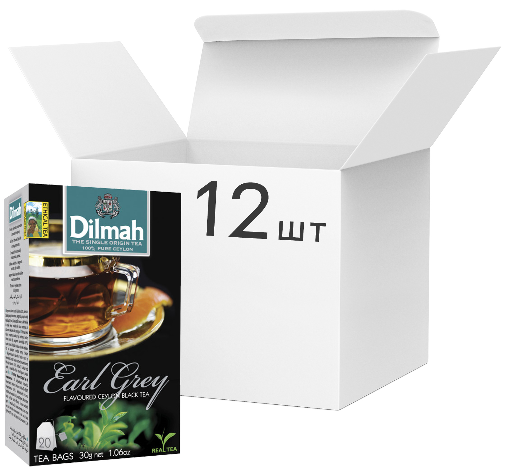 Акція на Упаковка чай Dilmah черного Эрл Грей 12 пачек по 20 пакетиков (19312631142102) від Rozetka UA