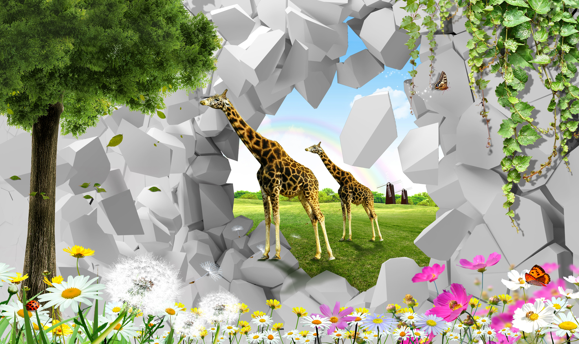 

Фотообои Животные '3D Жирафы' (5139) , Живопись