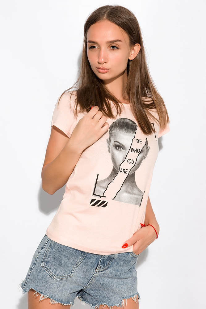 

Футболка с принтом на груди Time of Style 155P007 M Пудра