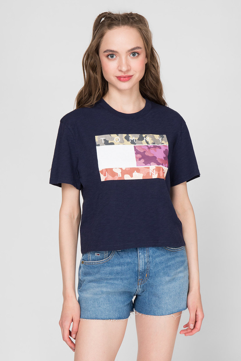 

Женская темно-синяя футболка TJW CAMO FLAG TOMMY Tommy Hilfiger XS DW0DW08051