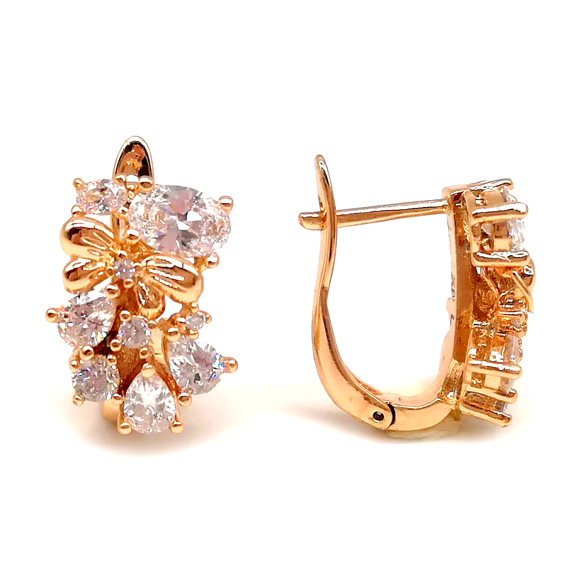 

Серьги Xuping из медицинского золота, белые фианиты, позолота 18К, 23501