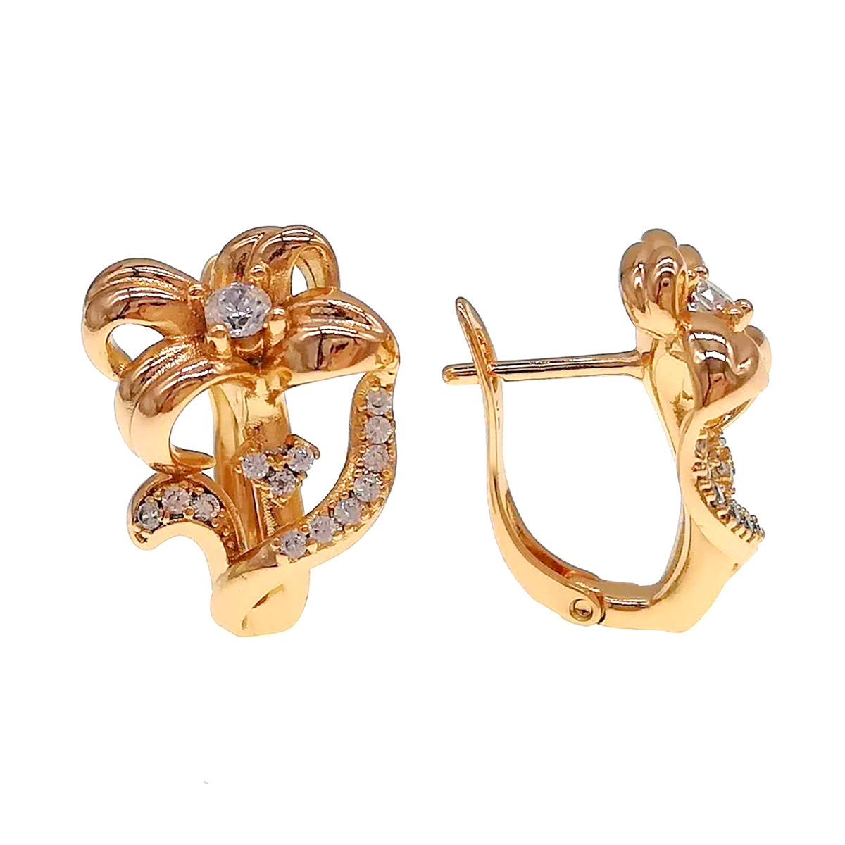 

Серьги Xuping из медицинского золота, белые фианиты, позолота 18K, 24543