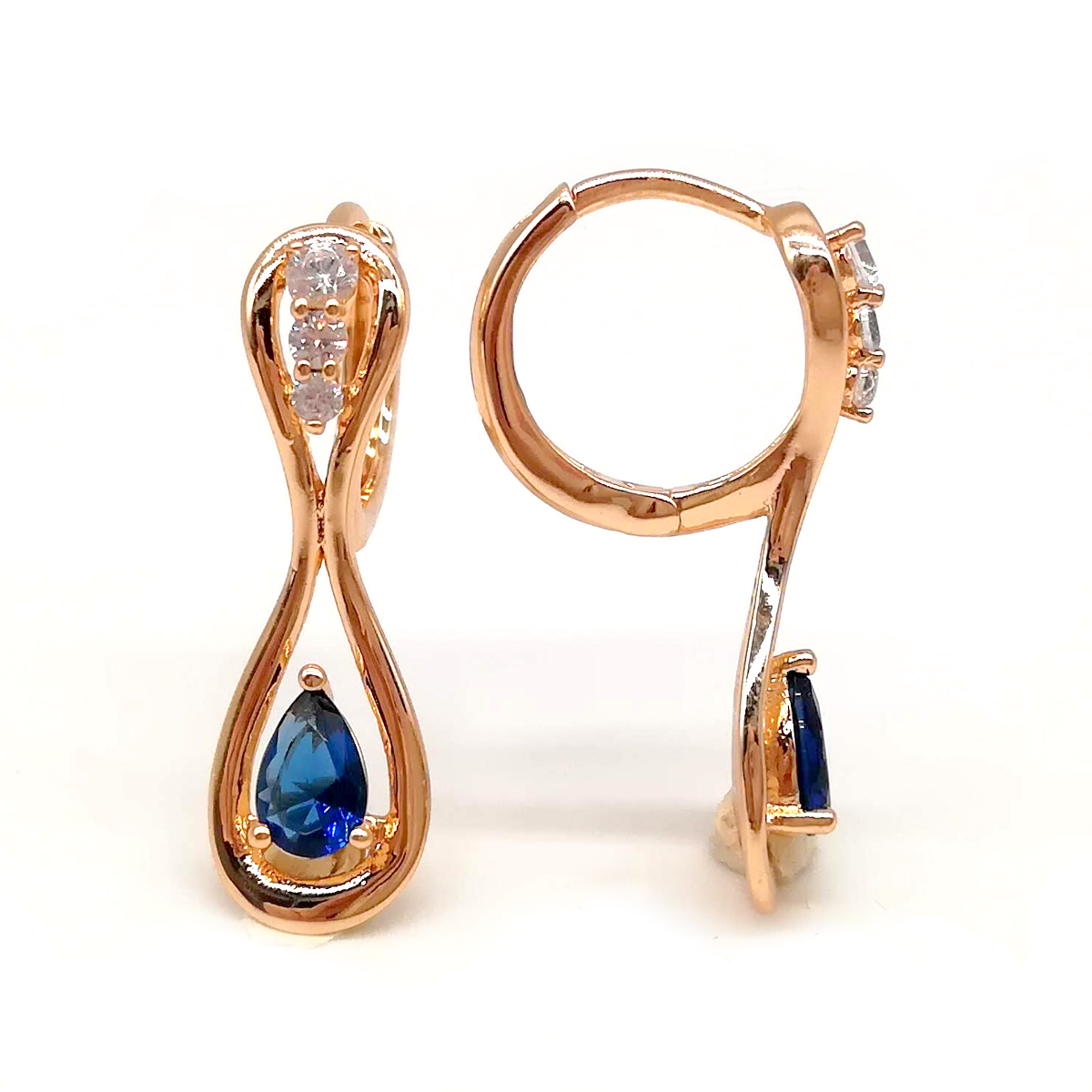 

Серьги Xuping из медицинского золота, синие фианиты. позолота 18К, 23662