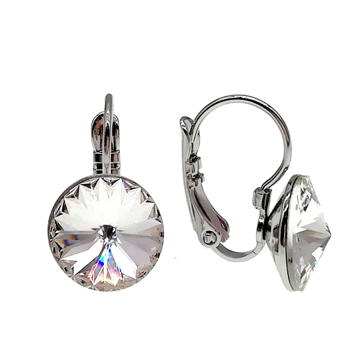 

Серьги Xuping из медицинского золота, белые кристаллы Swarovski, родий, 24482