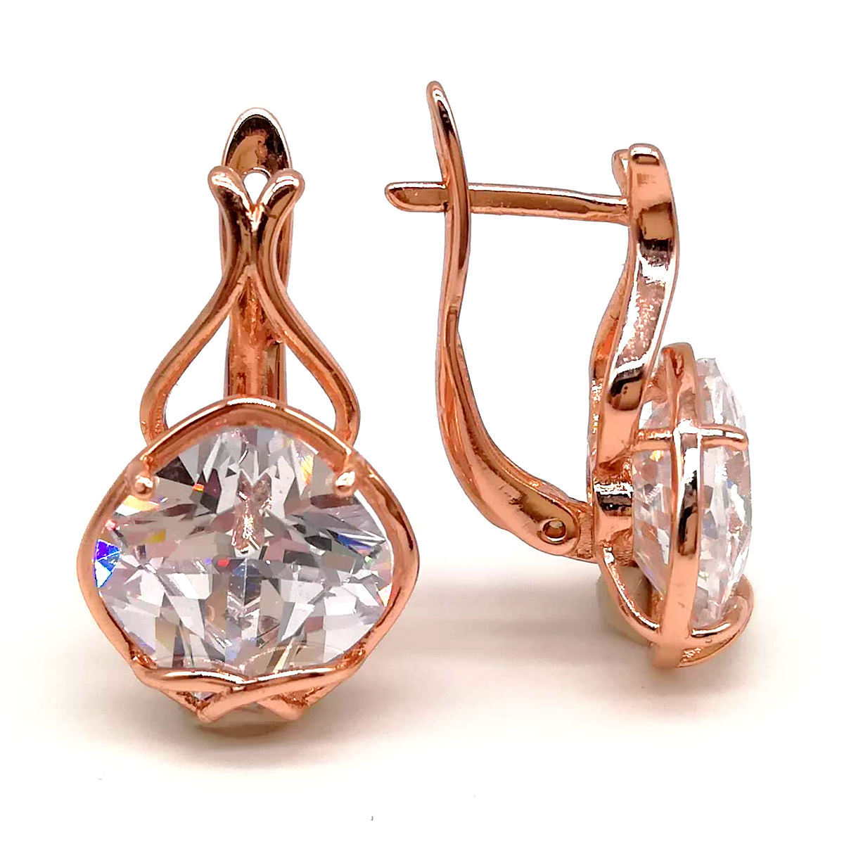 

Серьги Xuping из медицинского золота, белые фианиты, позолота PO, 23434