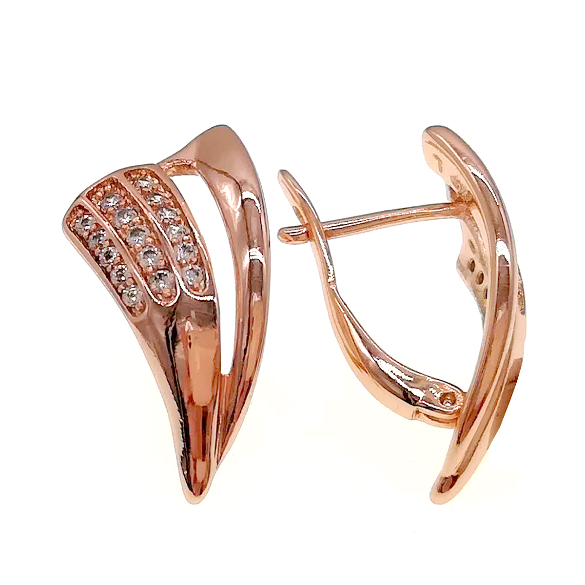 

Серьги Xuping из медицинского золота, белые фианиты, позолота PO, 24303