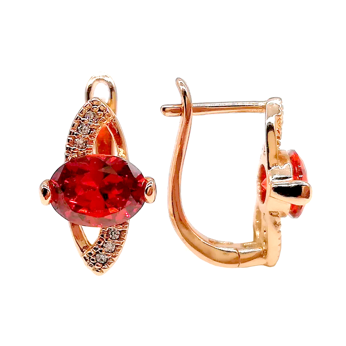 

Серьги Xuping из медицинского золота, красные и белые фианиты, позолота 18К, 23837
