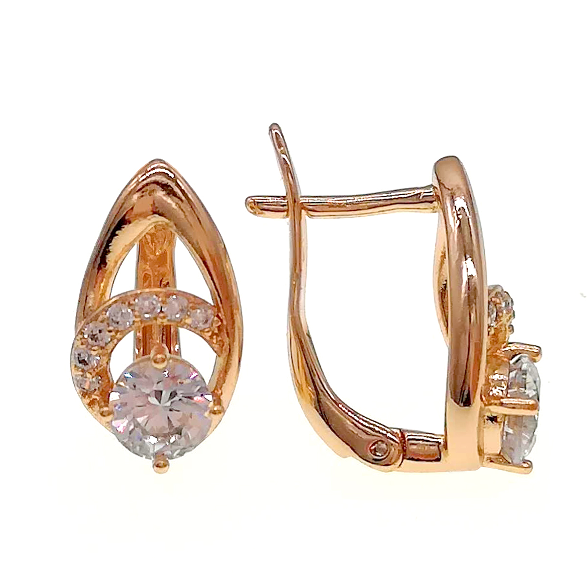 

Серьги Xuping из медицинского золота, белые фианиты, позолота 18К, 24279