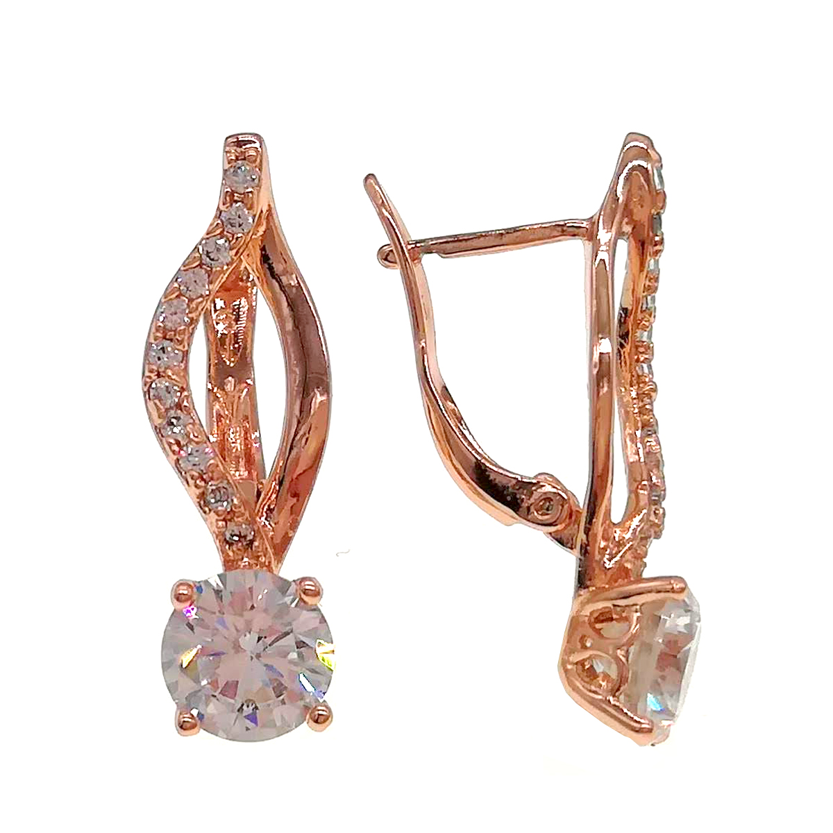 

Серьги Xuping из медицинского золота, белые фианиты, позолота PO, 24298