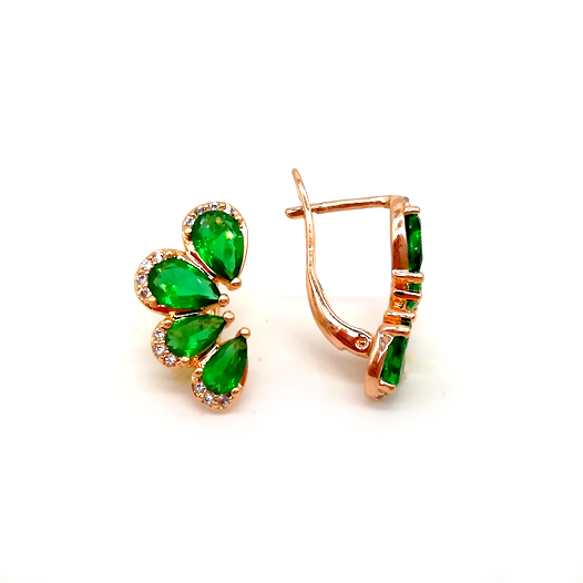 

Серьги Xuping из медицинского золота, зеленые фианиты, позолота 18К, 23556