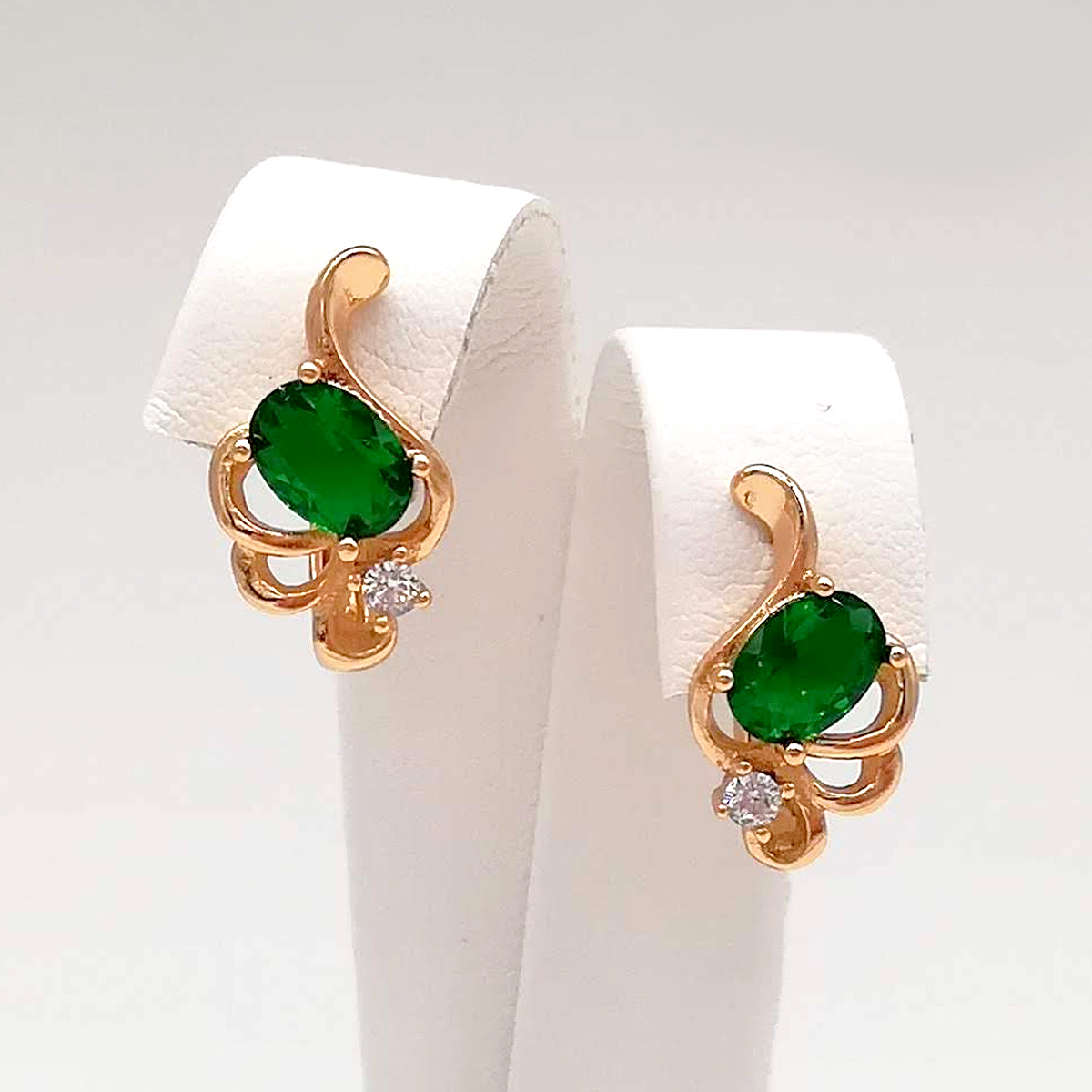 

Серьги Xuping из медицинского золота, зеленые фианиты, позолота 18K, 24609
