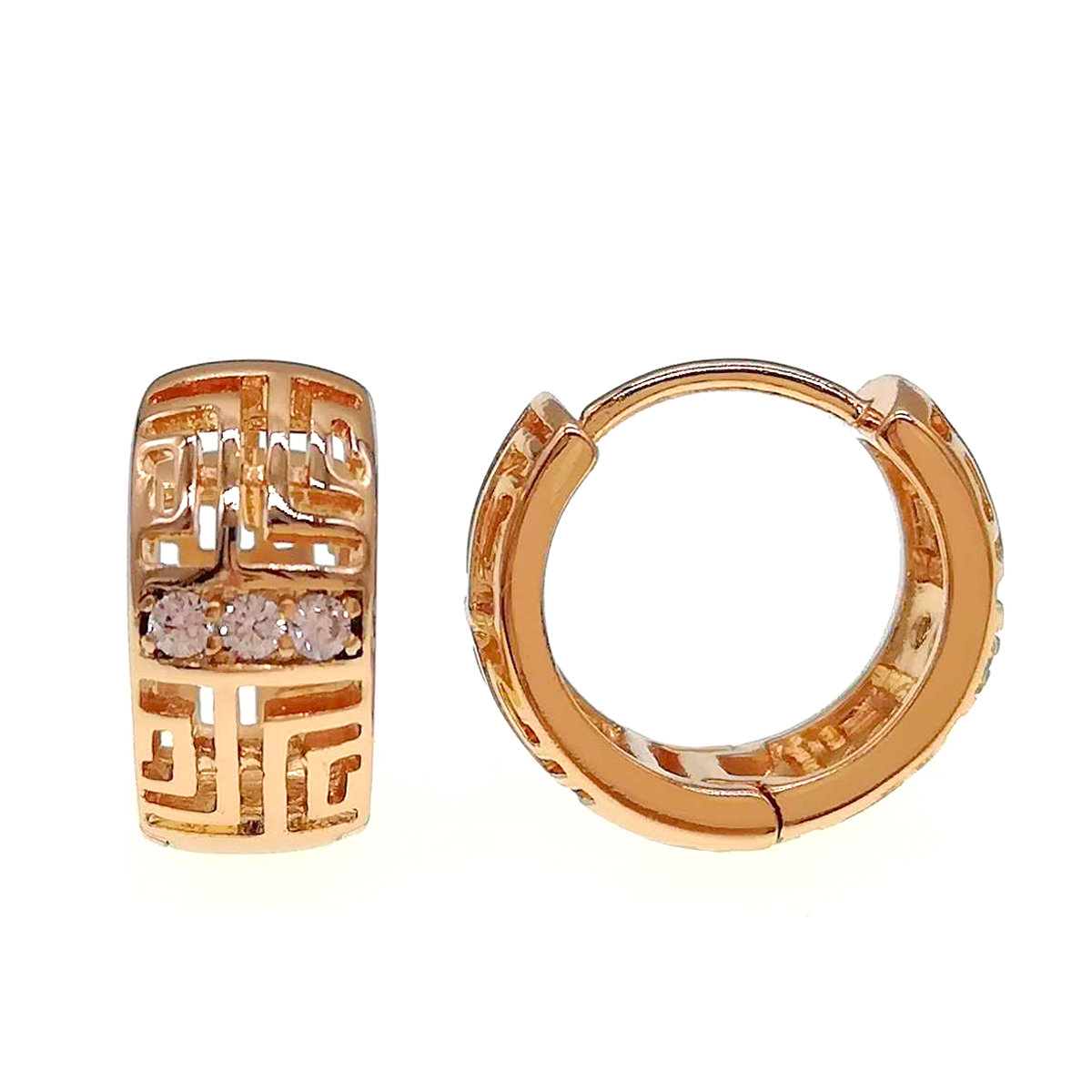 

Серьги Xuping из медицинского золота, белые фианиты, позолота 18К, 24280