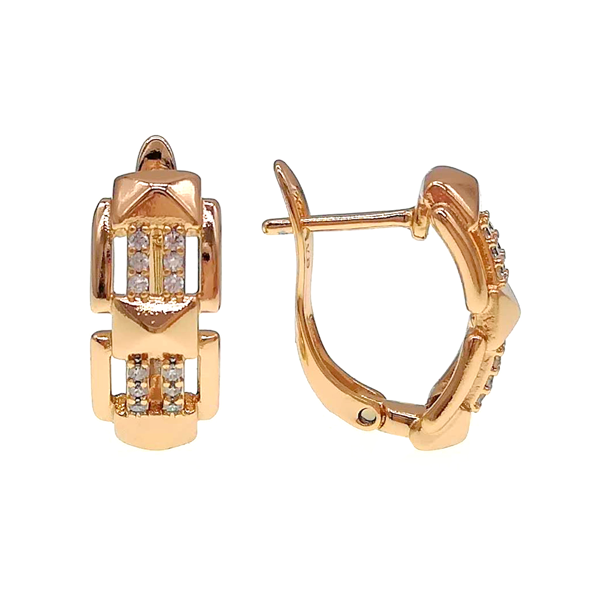 

Серьги Xuping из медицинского золота, белые фианиты, позолота 18K, 24539