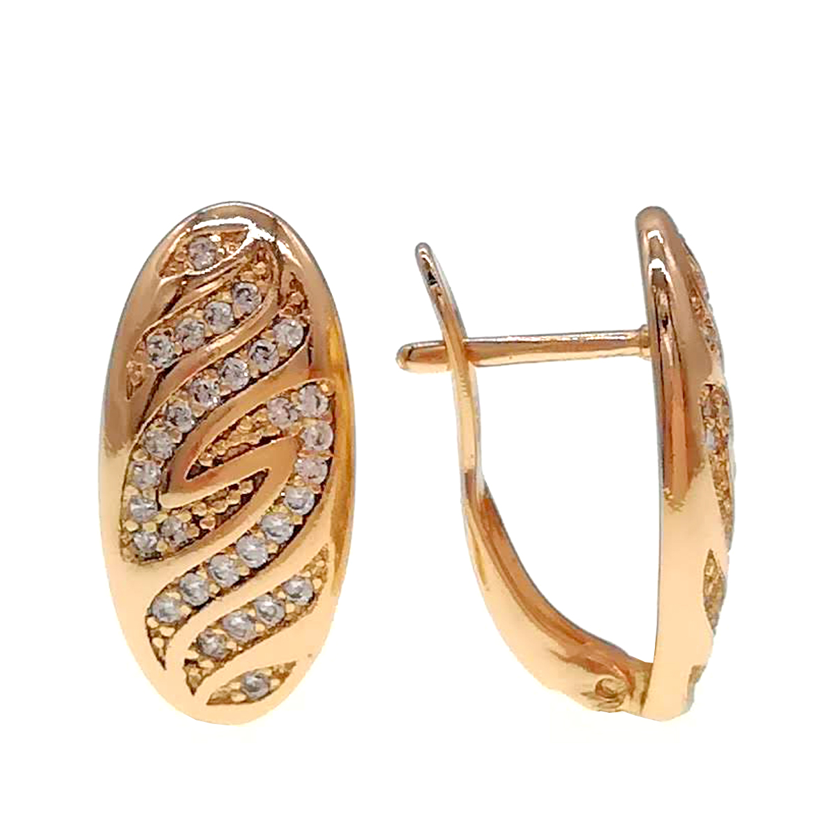 

Серьги Xuping из медицинского золота, белые фианиты, позолота 18К, 24251